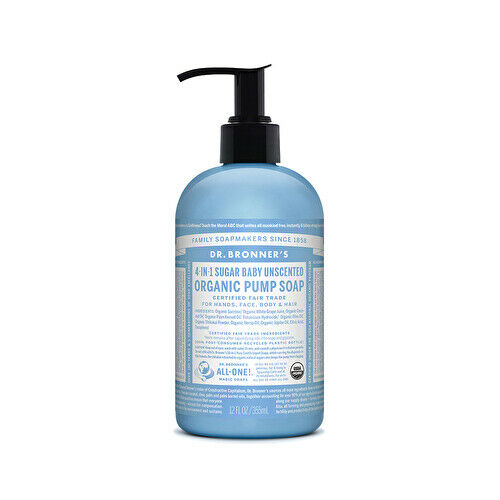 Dr. Bronner's Organic Pump Soap (Sugar 4-in-1) Baby Unscented 355ml