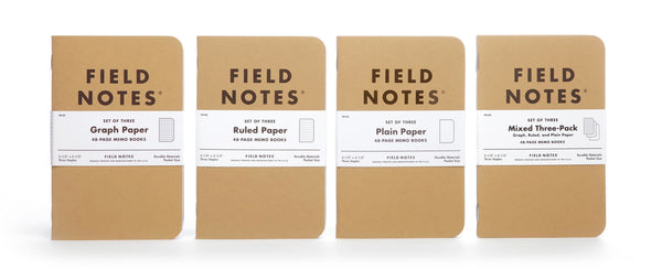 FIELD NOTES® Original - Natural Kraft Colour - Plain - Set of 3 Memo Books
