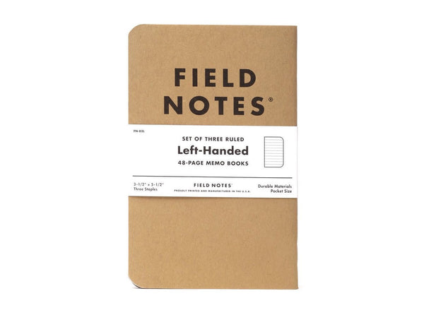 FIELD NOTES® Left Handed - Natural Kraft Colour - Ruled - Set of 3 Memo Books