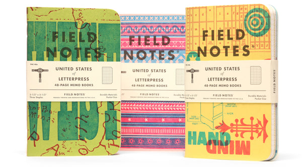 FIELD NOTES 2020 Quarterly Edition - United States of Letterpress Type A/B/C - Set of 3 Graph Memo Books