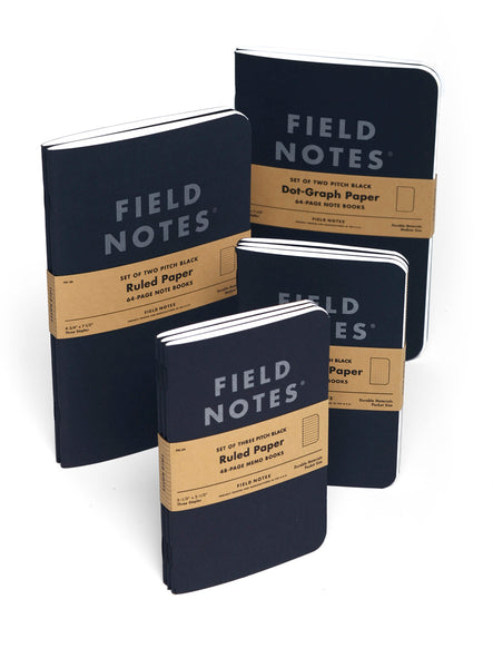 FIELD NOTES® "Pitch Black" Note Books - Dot Graph - Set of 2 Large Note Books