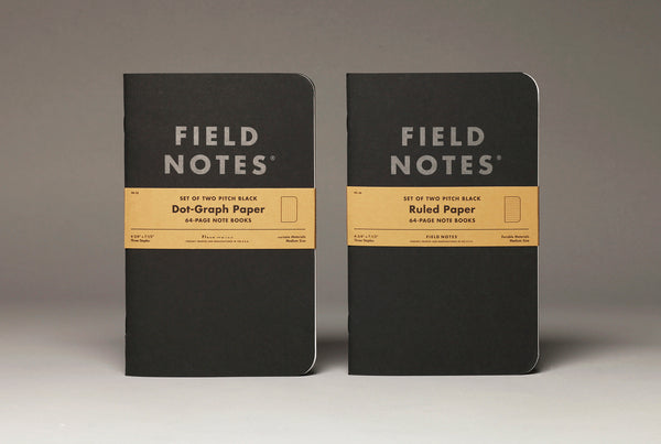 FIELD NOTES® "Pitch Black" Note Books - Dot Graph - Set of 2 Large Note Books