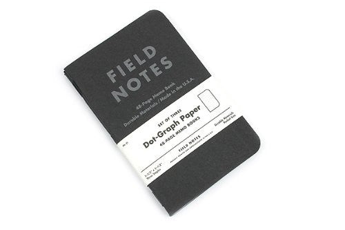 FIELD NOTES® "Pitch Black" - Dot Grid - Set of 3 Memo Books