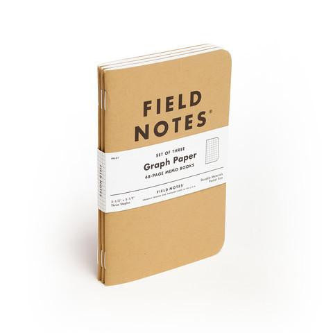 FIELD NOTES® Original - Natural Kraft Colour - Graph - Set of 3 Memo Books