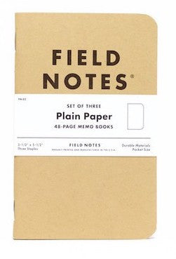 FIELD NOTES® Original - Natural Kraft Colour - Plain - Set of 3 Memo Books