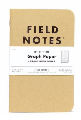 FIELD NOTES® Original - Natural Kraft Colour - Graph - Set of 3 Memo Books