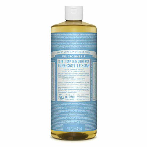 Dr. Bronner's Pure-Castile Soap Liquid (Hemp 18-in-1) Baby Unscented 946ml